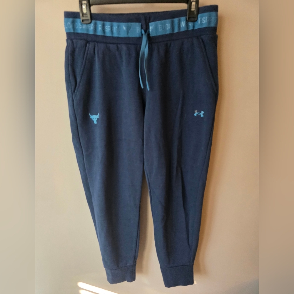 Project Rock Under Armour Mens Medium Sweatpants Joggers  Blue Gym Workout